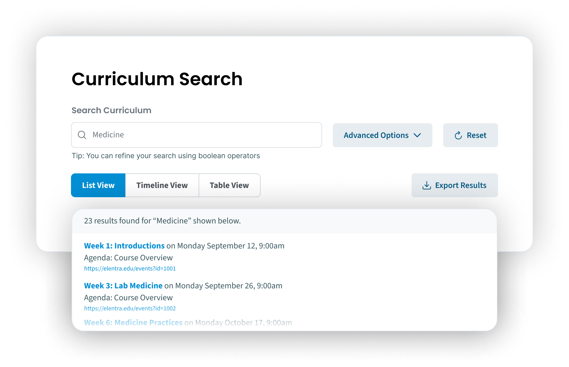 Curriculum Search