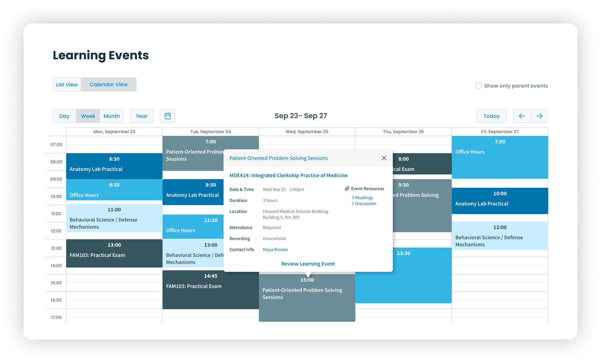 LE- Detail Calendar