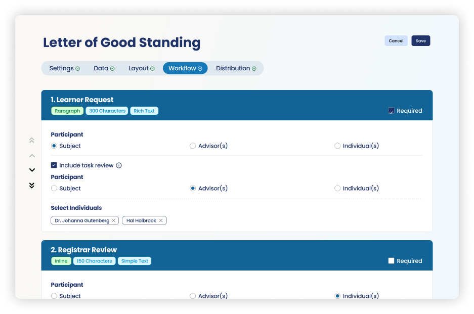 Product screenshot of editing process workflow